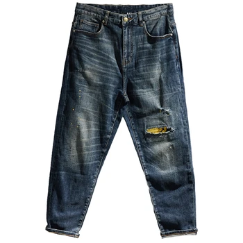 אמריקן וינטג ' ינס של גברים האביב מגמה חדשה ישר מכנסיים תיקון זקנים הנוער פשוט ותכליתי המכנסיים