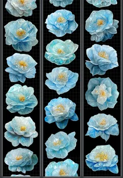 פרח כחול מבריק מחמד הקלטת בהיר היומן רקע Washi מדבקות דקורטיביות