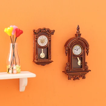 1:12 בית בובות מיניאטורי שעון קיר אירופאי משובח שעון רהיטים דגם עיצוב צעצוע בית בובות אביזרים
