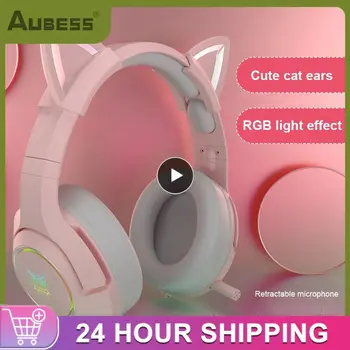 1/2/3PCS מוסיקה אוזניות Hifi 7.1 ערוצים חדשים K9 ורוד קווית המשחק אוזניות נוחות עם מיקרופון חתול האוזן אוזניות