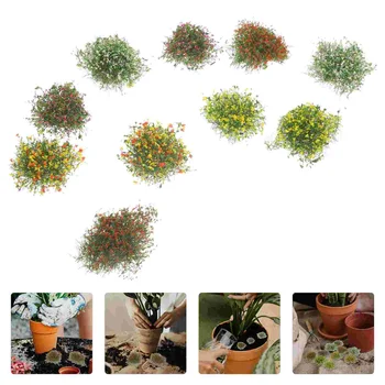 10 יח ' מזויף פרח עיצוב סימולציה נוף אשכול פרחים מלאכותיים מלאכה זעירים מדומה הדשא
