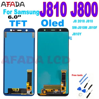100% Super Amoled J8 J810 LCD עבור סמסונג J8 2018 J800 J810Y J810FN תצוגת LCD מסך מגע דיגיטלית הרכבה, החלפת LCD