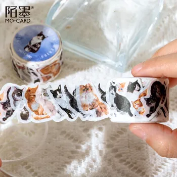 1000 יח ' חתול מדבקות חיות טבעות קפה מדבקות חמוד גליל מדבקות עבור יומן אלבום אישי ילדים DIY אמנות