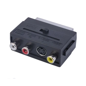 100pc פינים SCART ל 3RCA מתאם ממיר PS4 W-ii DVD Box RGB Scart ל מרוכבים RCA, S-Video, AV לטלוויזיה Audio עבור Microsoft Xbox