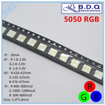 100Pcs SMD LED 5050 RGB LED-3 צבע המנורה חרוזים גודל 5050 מסוג דיודות פולטות אור גבוה בהיר איכות