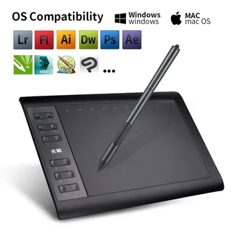 10moons 1060Plus G10 צבוע ביד צלחת 10x6 אינץ דיגיטלי ציור Tablet PC יכול להיות מחובר לטלפון נייד סוללה חינם עטים