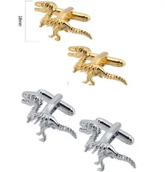 10pairs/lot דינוזאור חפתים בציר 3D טירנוזאור רקס הדינוזאור שלד חפתי שרוול החולצה כפתור תכשיטי גברים