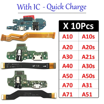10Pcs טעינת USB לוח יציאת מחבר לוח ראשי להגמיש כבלים עבור Samsung A10 A20 A30 A50 A70 A10s A20s A21s A30s A50s A31 A51