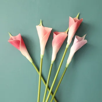 10Pcs מלאכותי PU Calla Lily פרחים לחתונה עיצוב סידור פרחים מציאותי מזויף פרחים צמחי בית קישוט פרחוני
