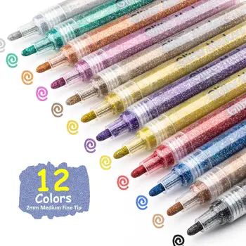 12 הניצוץ צבע לצבוע בטושים נצנצים אקריליק צבע עטי סמן אולטרה נקודת האמצע 2.0 מ 
