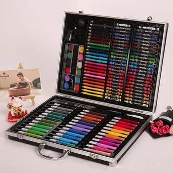 150 יח ' ארט סט צבעי מים טושים גירים מים עט ציור להגדיר אמן ציור כלי בנים בנות מתנות יום הולדת
