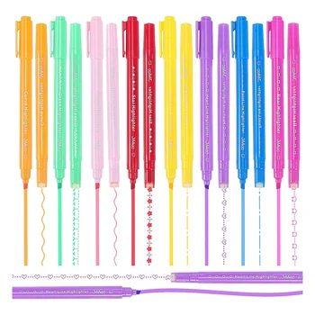 16 יח ' עקומת מדגשים עט כפולה טיפ סמנים עט מדגשים להגדיר עם 8 שונה עקומות עבור צביעה לילדים
