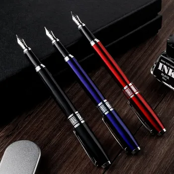 1PCS עסק חדש מתכתי העט ניתן לשנות את הדיו בתיק למבוגרים עבור גברים ונשים כתיבה עט עט נובע דיו