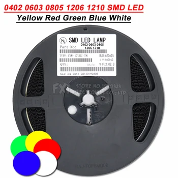 1Reel 0402 0603 0805 1206 1210 SMD LED דיודות אור צהוב אדום ירוק כחול לבן 4000PCS 3000PCS 2000PCS