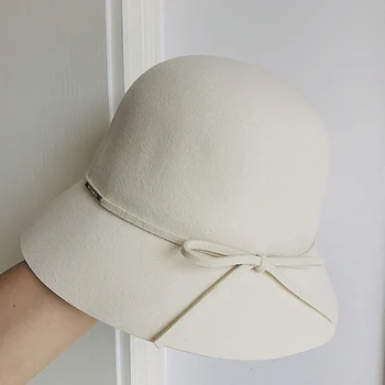2020 חדשים סגנון אופנה צמר לבן בנות הכנסייה דרבי מסיבת חורף הרגשתי קלוש פדורה דלי הכובע