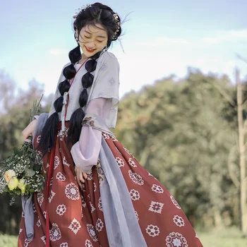 2022 באביב ובקיץ נשים סינית מסורתית Hanfu שמלות וינטג ' one-piece מותניים קפלים חצאית אלגנטית פולק בגדי ריקוד
