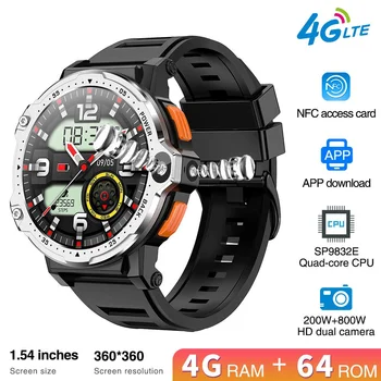 2023-4G החדשה שיחת וידאו שעון חכם גברים 800mAh סוללה 4GB RAM 64GB ROM מצלמה כפולה GPS WiFi כרטיס ה SIM-Smartwatch ספורט כושר