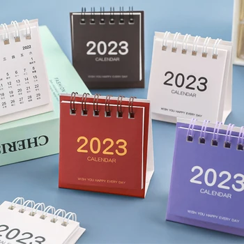 2023 השנה החדשה מיני שולחן לוח שנה שולחני כפול יומי מתזמן שולחן לתכנון הלימודים במשרד שנתי רטרו פשוטה לתכנון לוחות שנה