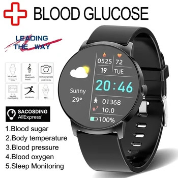 2023 חדש NFC פולשנית הגלוקוז בדם שעון חכם גברים מד קצב לב צג תקינות השעון IP68, עמיד למים שעון חכם