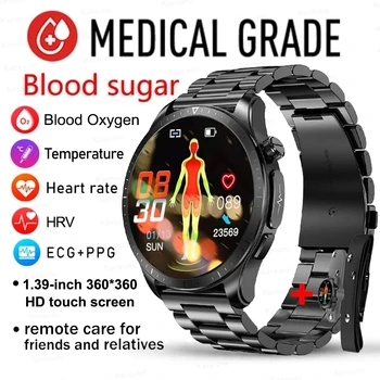 2023 חדש הסוכר בדם Smartwatch 1.39 אינץ ' 360*360 מגע באיכות HD מסך גדול א שעון חכם לניטור לא פולשני הגלוקוז בדם
