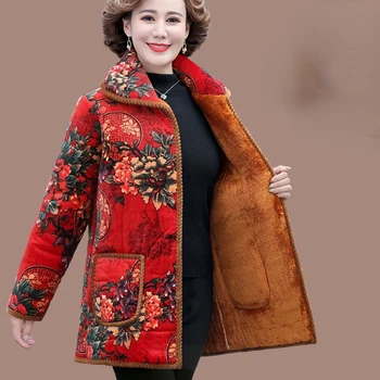 2023 חדש חורף סגנון קוריאני הדפס שרוול ארוך ז ' קטים אופנה מזדמן חם נשי שרוול ארוך הדפס כותנה מרופד והברדסים Z166