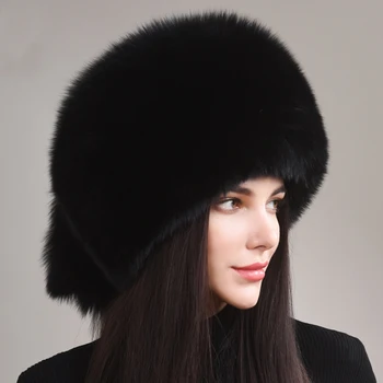 2023 חם מכירת חורף נשים פוקס בכובע פרווה פלאפי הסובייטי נקבה חיצוני חם כובע שלג כובעי פרווה 5 זנבות אמיתיים פרווה קר מחבל כובעים