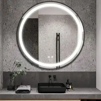 24 אינץ ' LED המראה התלויה על הקיר בשירותים Dimmable המראה מראת איפור עם כפתור מגע