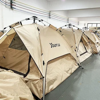 3-4 אדם אוהל חיצוני קמפינג נייד מעובה באופן אוטומטי לחלוטין אטים לגשם אוהל שמשיה המשפחתיים קמפינג תחת כיפת השמיים