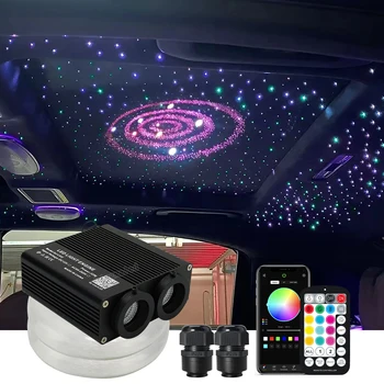 32W RGBW LED אור סיב האופטי הכפול ראשי סיבים אופטיים כוכב אור תקרת ערכת Bluetooth יישום גג המכונית כוכבים בשמיים ילד בתקרת חדר