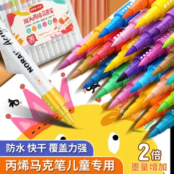 36 צבע אקרילי דו-ראשי הסמן עט ראש רך ראש קשה לילדים עמיד למים צייר DIY גרפיטי ציור נעליים בגדים