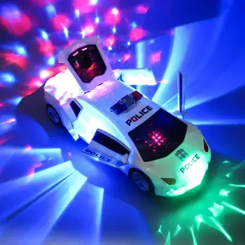 360 מעלות Rotatable חשמלי המשטרה דגם של מכונית צעצוע עם מוסיקה קלה ילד מתנה