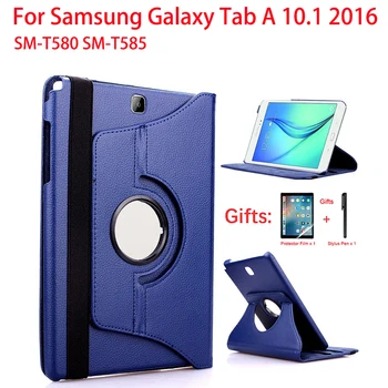 360 תואר הסיבוב כיסוי עבור Samsung Galaxy Tab 10.1 T580 T585 תיק עור PU טאבה SM T580N Tablet stand פנדה+סרט+עט