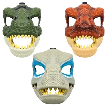3D דינוזאור מסכת מציאותי ראפטור דינו הזזת הלסת דינוזאור מסכת PVC באיכות גבוהה הכובעים ליל כל הקדושים צעצוע לילדים קרנבל מתנה