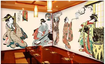 3d טפט מותאם אישית ציור קיר ארוגים קיר מדבקה יפנית עתיקה גבירותיי רטרו רקע ציורי 3d ציורי קיר טפט