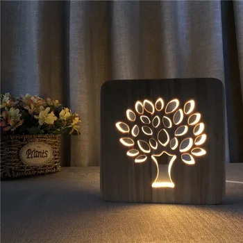 3D עץ תבואה בלילה אור DIY התאמה אישית של המנורה מנורת שולחן יום הולדת של חברים גביע מתנה עיצוב הבית מהר DropShipping