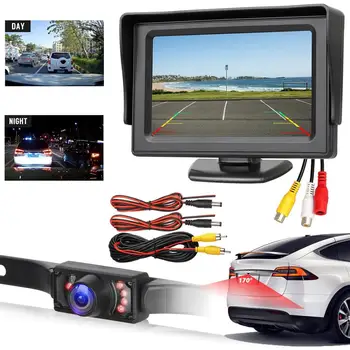 4.3 אינטש לרכב מצלמה אחורית צג TFT-LCD היפוך מצלמה עבור רכב חנייה אחורית גיבוי לפקח על ראיית הלילה.