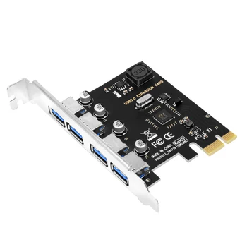 4 יציאות USB 3.0 PCI-E כרטיס הרחבה PCI Express PCIe 3.0 USB HUB מתאם עם 4 יציאות USB3.0 בקר USB 3 0 PCI e PCIe Express X1