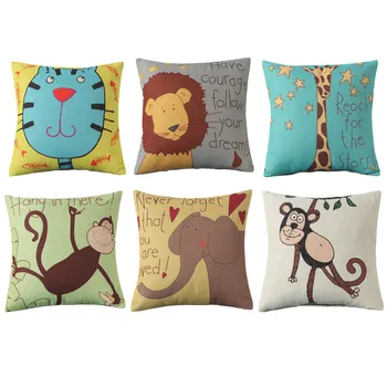 45x45cm בעלי חיים קריקטורה חמודה מודפס לכריות הספה כיסוי ילדים בחדר מתנת יום הולדת קישוט חדר השינה