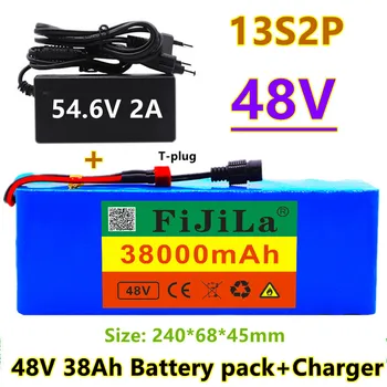 48V 38Ah ו-13 2P 18650batterie pack1000W מתח גבוה batterien 54,6V38000mAh Ebike elektrische fahrrad BMS-mit Ladegerät T-stecker