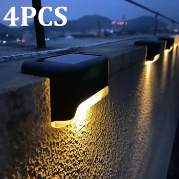 4pcs סולארית LED אור חיצוני עמיד למים שלב האור חצר שביל מדרגות נוף תאורת גן עיצוב הגדר מנורת קיר