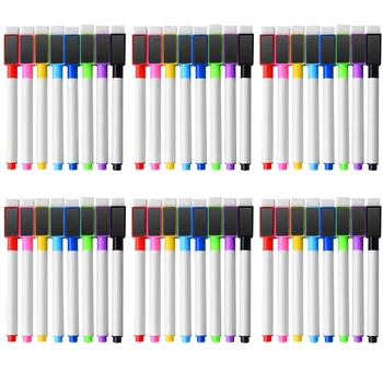 50/48Pcs צבעוני מגנטי מחיק עט סימון הספר הלבן הלוח המחיק בסדר החוד עט ילדים עם מחק גומי כתיבה