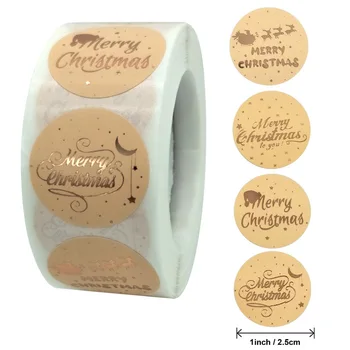 50-500pcs חג שמח מדבקות זהב הטבעה חג המולד תווית על ילד מתנה עיצוב חנות אריזת המוצר מדבקות תווית