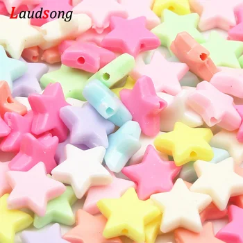 50Pcs/Lot צבע ממתקים מעורבים כוכב אקריליק חרוזי ילדים רופף Spacer חרוזים על שרשרת צמיד DIY ילדים התכשיטים