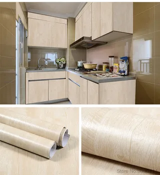5M / 10מ ' עץ תבואה עיצוב הבית רהיטים ויניל עמיד למים קיר מדבקה דבק עצמי PVC טפט דלת ארון מטבח מדבקה
