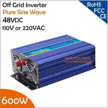 600W 48VDC Off Grid Inverter, גל סינוס טהור מהפך עבור 110VAC או 220VAC מכשירי השמש או הרוח מערכת, פרץ כוח 1200W