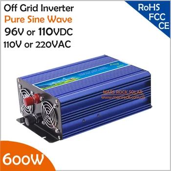 600W DC96/110V, AC110V/220V מחוץ לרשת גל סינוס טהור Solar Inverter או רוח מהפך, גל 1200w, 50Hz/60Hz, חד פאזי