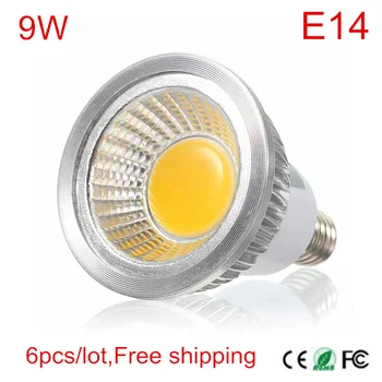 6Pcs כוח E14 צ 'יף צ' יפס מנורת LED AC85-265V 110V-240V E14 LED אור הנורה 9W גבוהה זוהר זרקור תאורה פנימית