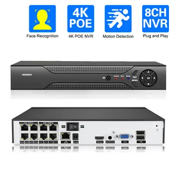 8CH NVR 2MP 4MP 5MP 4K תמיכת המצלמה IP זיהוי פנים וידאו NVR מערכת אבטחה Onvif XMEYE 8MP תנועה לאתר P2P