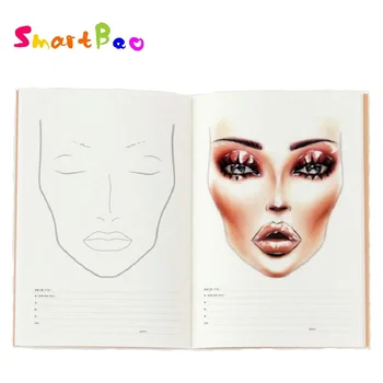 A4 Facechart נייר איפור מקצועי מחברת אמן איפור תרגול תבנית להמציא ציור ספר, 30 גיליונות נייר