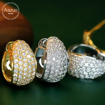 Aazuo תכשיטי יוקרה זהב לבן 18K זהב צהוב יהלום אמיתי 1.6 ct Highquality Giftidears הוק עגילים לנשים בכיר אירועים